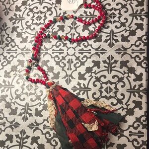 Red Beaded Tassel Necklace